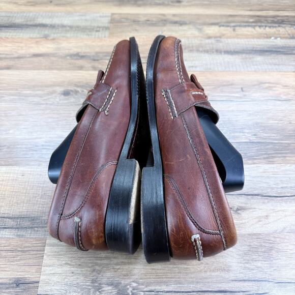 LL Bean Loafers With Tassels Men\'s US 10.5 Brown Leather Slip On Shoes